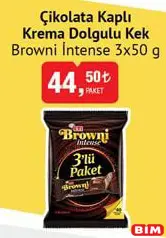 ETİ BROWNİ INTENSE ÇİKOLATA KAPLI KREMA DOLGULU KEK 3X50 G